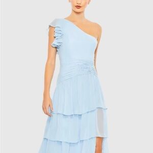 Elegant One-Shoulder Light Blue Dress